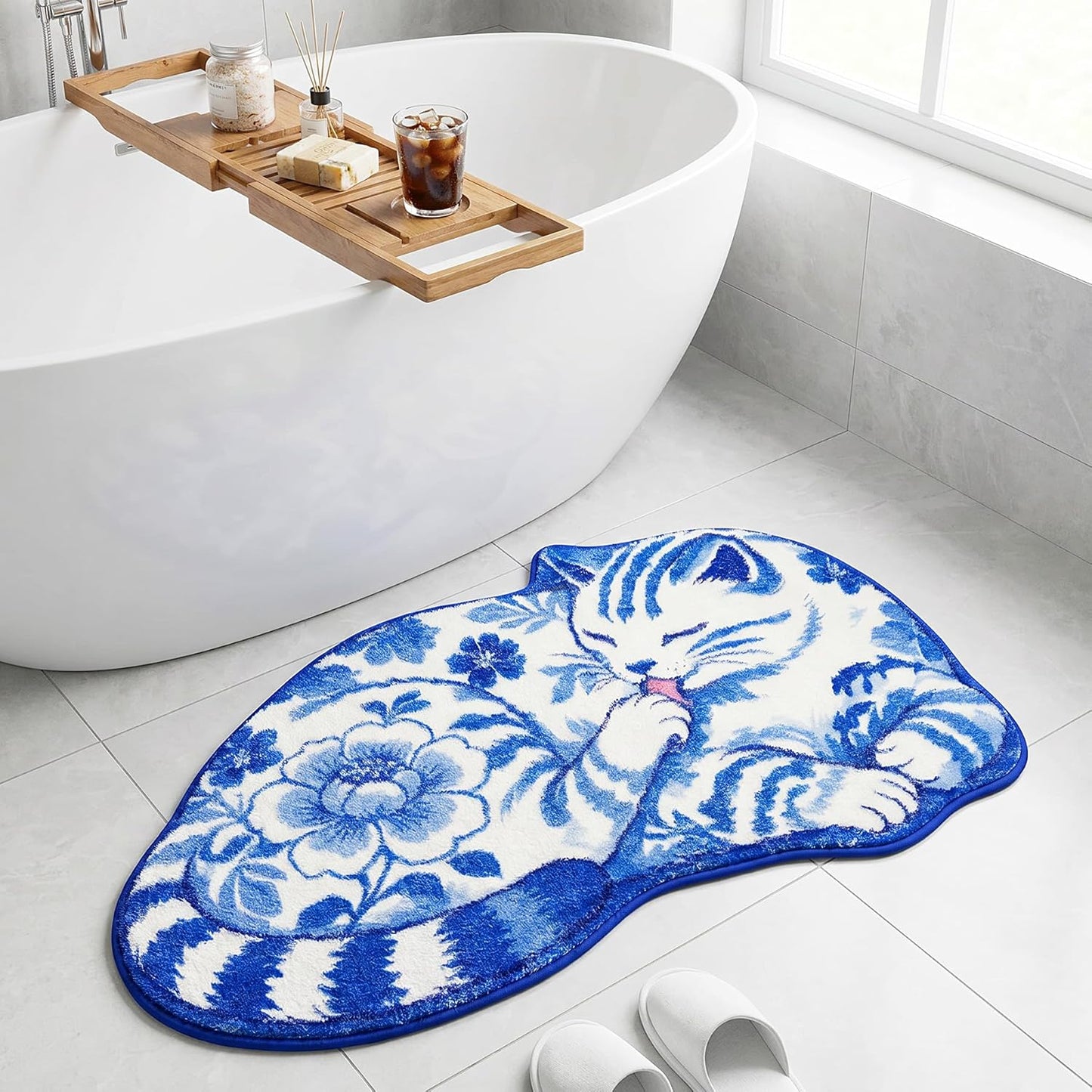 Funny Cat Bath Mat Rug for Bathroom, Cute Animal Bathroom Rug 20" x 31.5", Soft Plush Absorbent Non Slip Bath Rugs Washable Floor Mat for Bath Tub Shower Sink Bedroom Living Room, Gifts for Cat Lovers