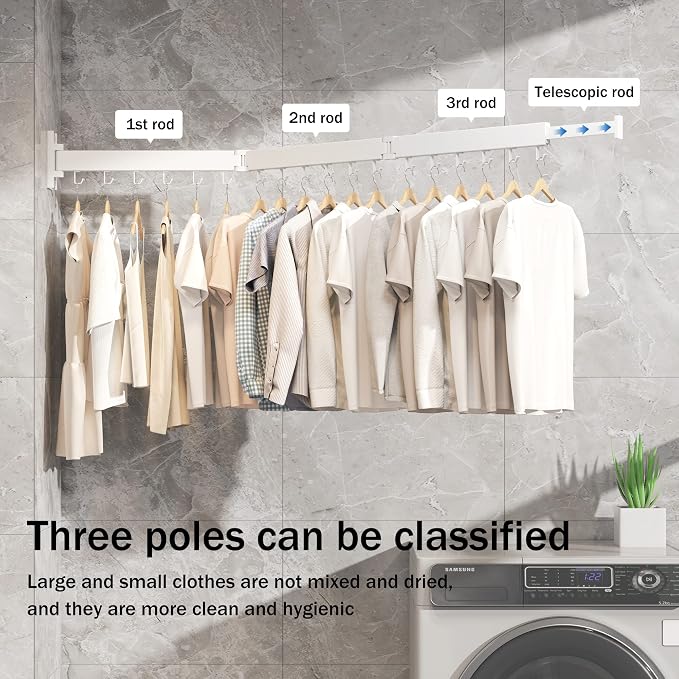 Clothes Drying Rack Wall Mounted, Drying Rack Clothing, Laundry Drying Rack - Image 6