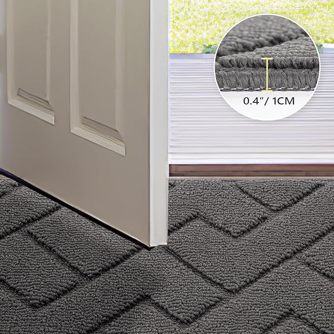 hicorfe Indoor Door Mat, Non Slip Door Mats, Absorbent Resist Dirt Entrance - Image 4