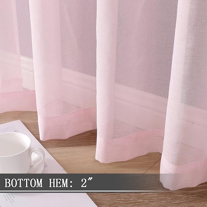 Tollpiz Sheer Curtain Linen Textured Living Room Curtains Sheer Light Filtering - Image 4