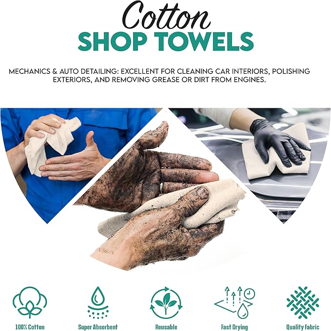 ZUPERIA Cotton Shop Towel – Multipurpose Cleaning Cloths Reusable Shop Rags - Image 5