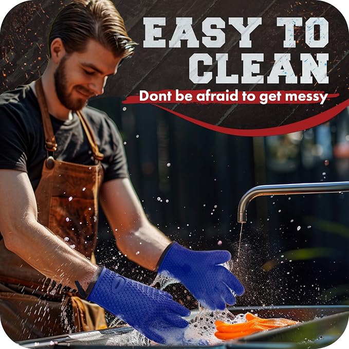 KITCHEN PERFECTION S Silicone Smoker Oven Gloves -Extreme Heat Resistant BBQ - Image 6