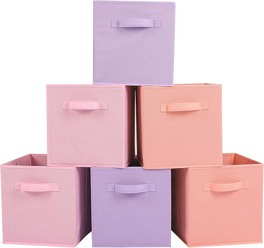 Stero Fabric Storage Bins 6 Pack Fun Colored Durable Storage Cubes by Stero
