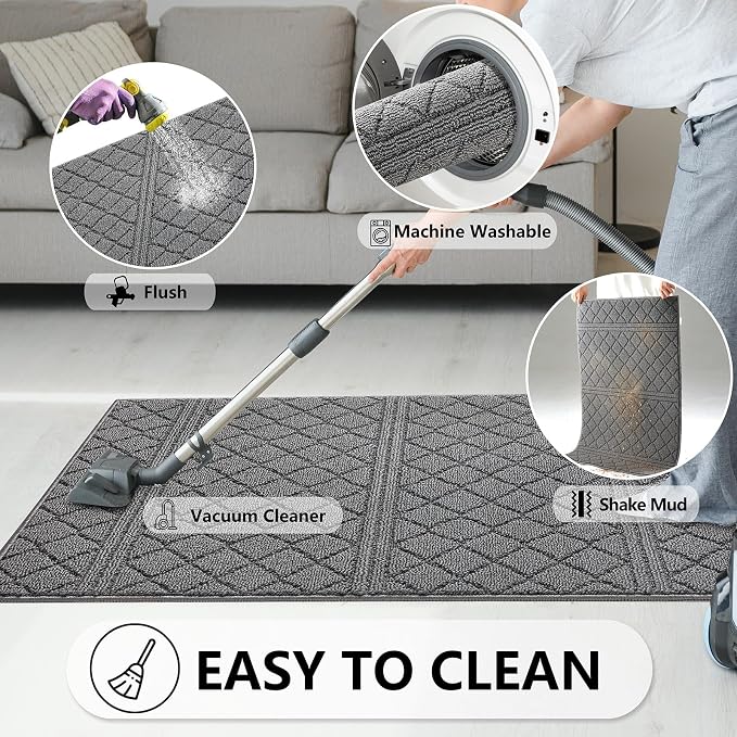 REFETONE Indoor Doormat, Front Back Door Mat 32"x40" Absorbent Rubber Backing - Image 6