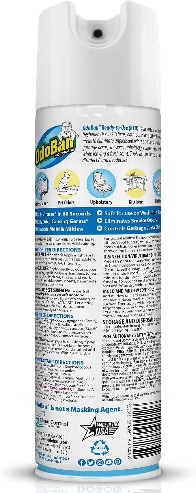 OdoBan Ready-to-Use 360-Degree Continuous Spray Disinfectant and Harsh Aroma - Image 2