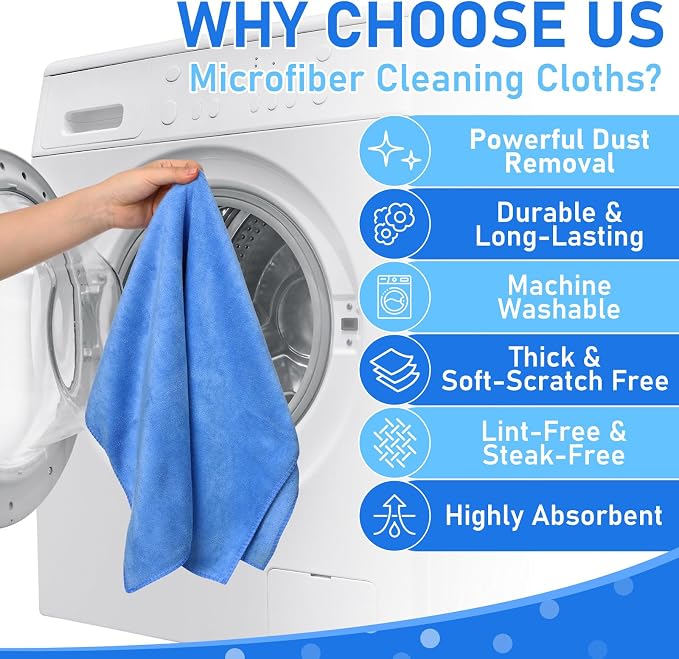 Newwiee 3 Pcs Extra Large Microfiber Cleaning Cloth 30" x 20" Washable Reusable - Image 4