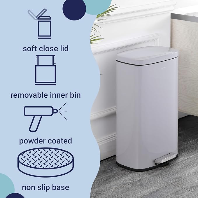 happimess HPM1011D Curtis 8-Gallon Step-Open Trash Can, Fingerprint Resistant - Image 3