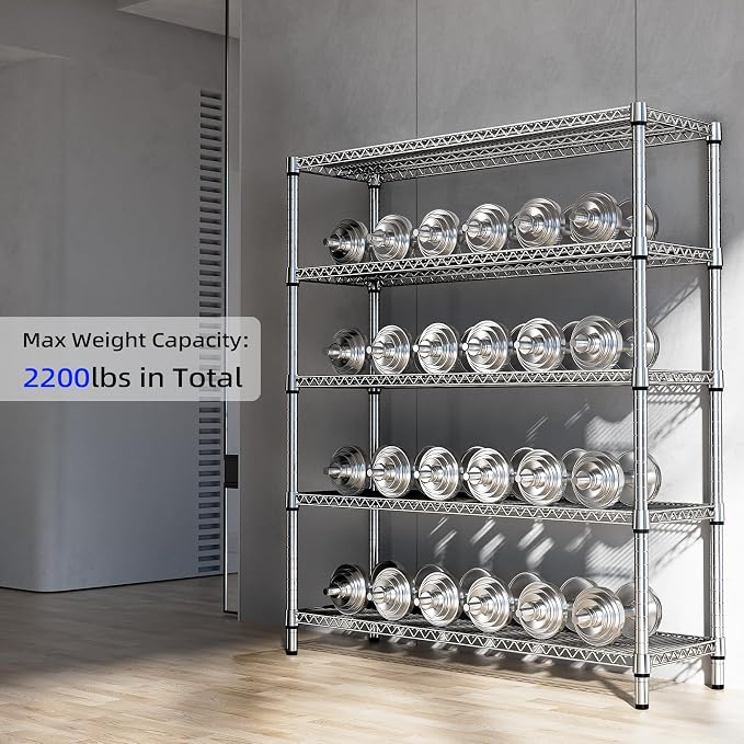 2200 Lbs 5 Tier Storage Rack Metal Wire Shelving Unit, Storage Standing Shelf - Image 6