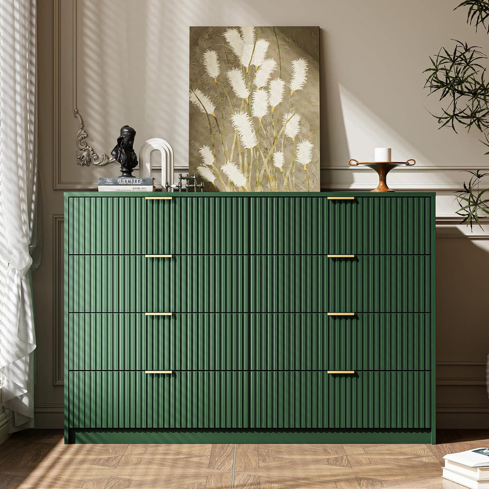 MAISONARIA Green Dresser for Bedroom, 8 Drawer Double Dresser, Modern Chest o...