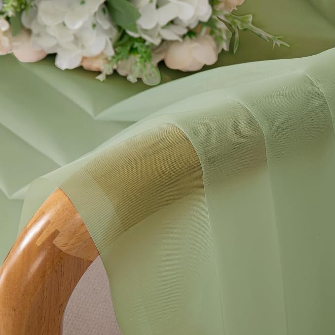 Chyhomenyc Light Green Sheer Curtains 84 Inches Long 2 Panels Set- Light - Image 4