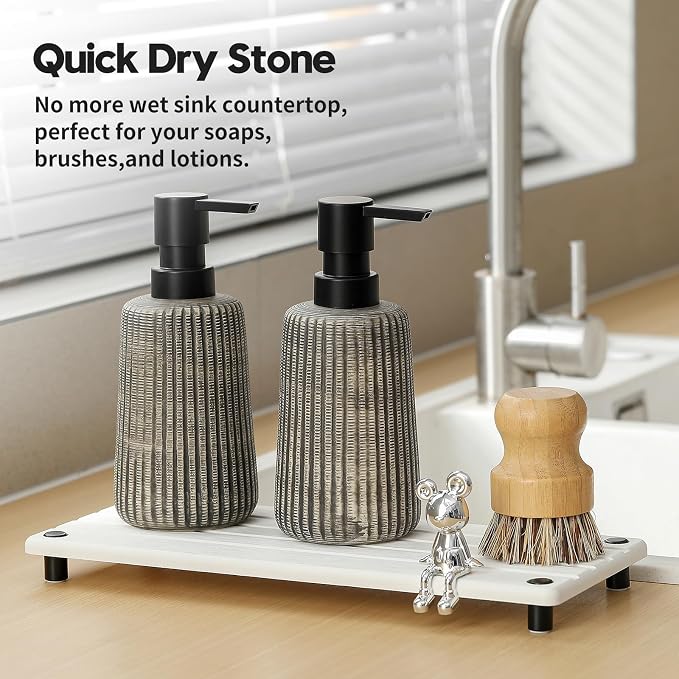 Instant Dry Sink Caddy Kitchen Sink Organizer, Quick Drying Stone Tray - Image 2