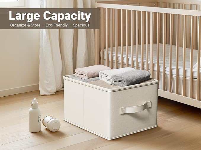 3 Pack Fabric Storage Bins for Shelves | 11.5x8.75x6.5in Storage Baskets | - Image 2