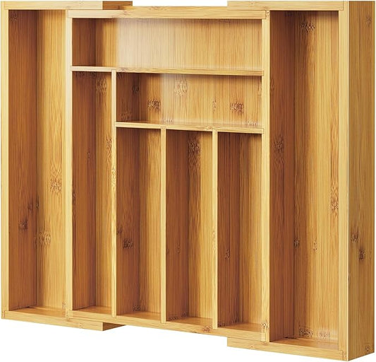 Pipishell Bamboo Silverware Organizer, Expandable Cutlery Tray, Utensil Drawer by Pipishell