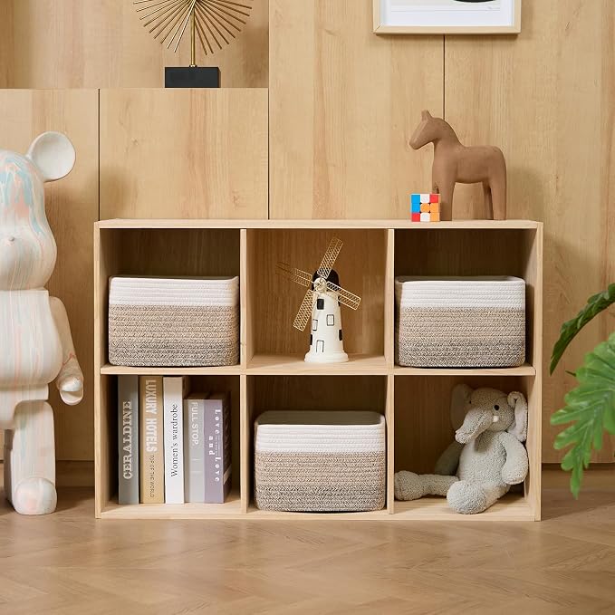 Small Organizing Baskets for Cubes Shelf, 9.7x9.7x7.1 Inch Rope Woven Storage - Image 3
