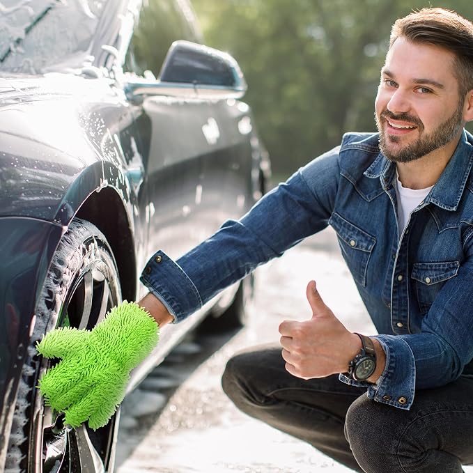 Ferraycle 2 Packs Car Wash Mitt 5 Finger Microfiber Wash Mitts Auto Car Dusting - Image 4