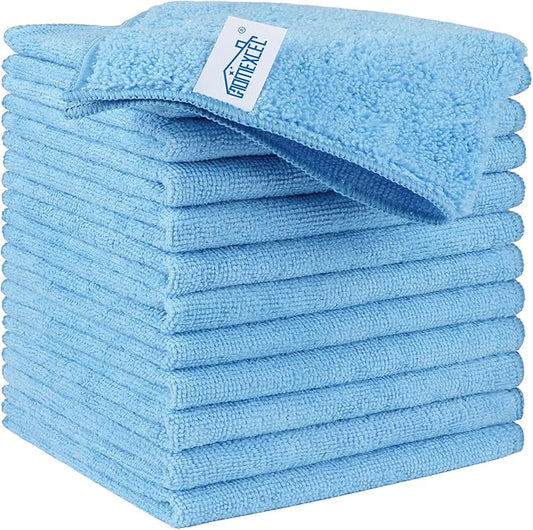 HOMEXCEL Blue Microfiber Cleaning Cloth, 12 Pack Premium Microfiber Towels by HOMEXCEL