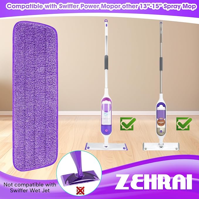 6 Pack Reusable Microfiber Mop Pads - Image 2