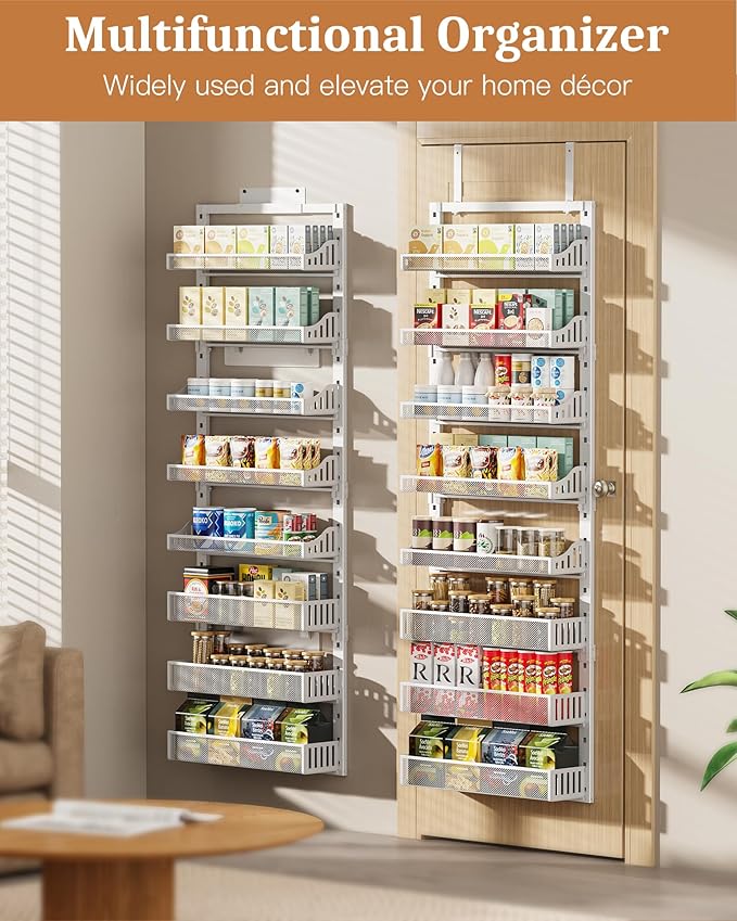 Over the Door Pantry Organizer 8-Tier, Large Metal Door Spice Rack - Image 4