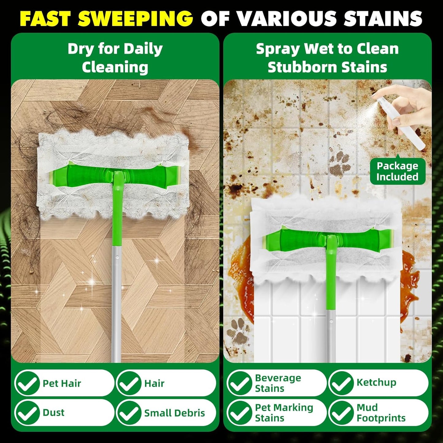 LOVECO Heavy Duty Dry Cloths Compatible with Swiffer Sweeper Mop, Multi-Surface Pet Dry Pads Refills for Floor Sweeping and Cleaning Pet Hair & Dust, Unscented Dry Sweeping Cloths, 40 Count