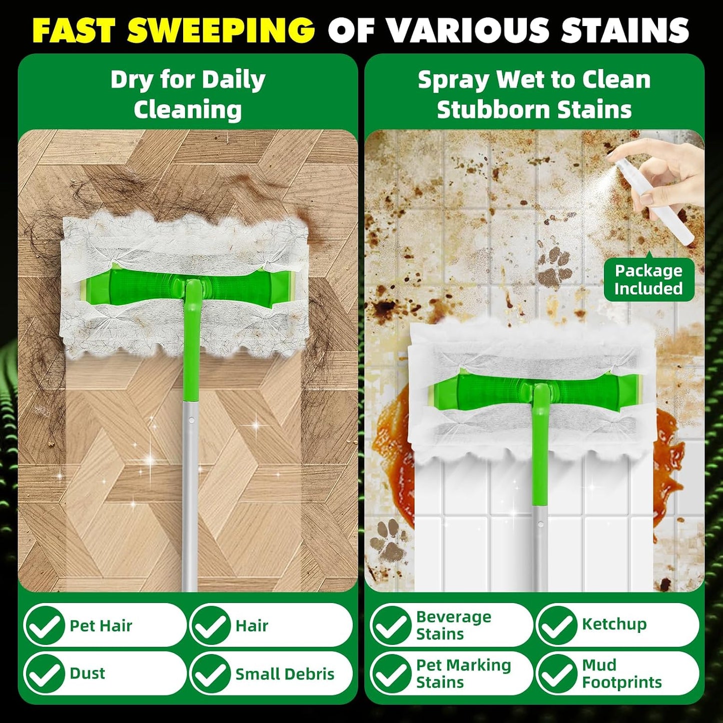LOVECO Heavy Duty Dry Cloths Compatible with Swiffer Sweeper Mop, Multi-Surface Pet Dry Pads Refills for Floor Sweeping and Cleaning Pet Hair & Dust, Unscented Dry Sweeping Cloths, 40 Count