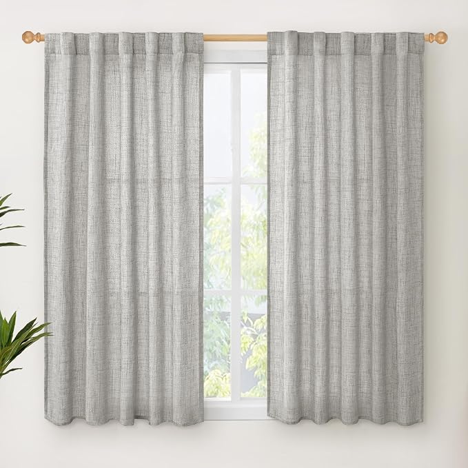 YoungsTex Dark Grey Linen Curtains 45 Inch Length by YoungsTex