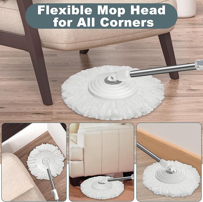 Mop and Bucket with Wringer Set, Spin Mop and Bucket System, Mops - Image 4
