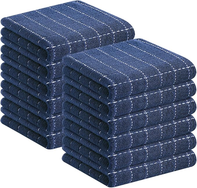 Homaxy 100% Cotton Terry Kitchen Towels, Checkered Designed, Soft and Super by Homaxy