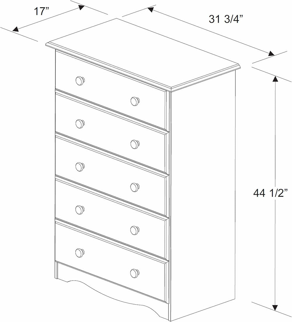 Palace Imports 100% Solid Wood 5-Drawer Chest, Mocha. Requires Assembly