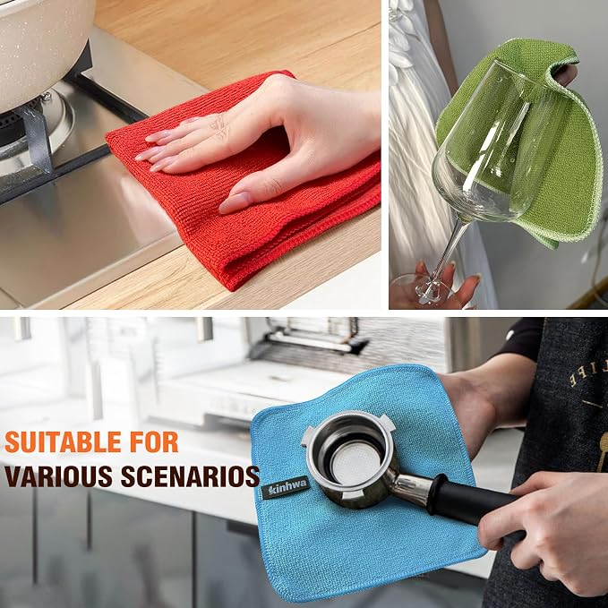 KinHwa Kitchen Washcloths for Dishes Absorbent Microfiber Dish Cloths Quick Dry - Image 5