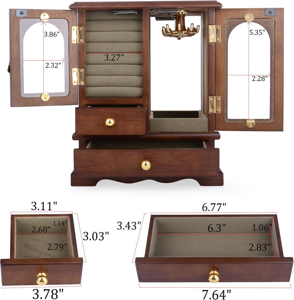 Kendal Wooden Jewelry Box for Women, Solid Jewelry Holder Organizer, Mothers ...