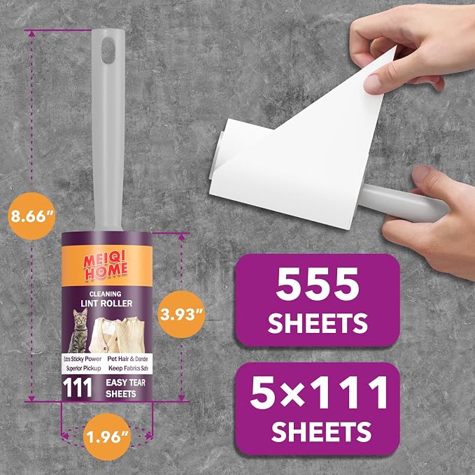 Lint Rollers for Pet Hair Extra Sticky, 555 Sheets Mega Value Set Lint Roller - Image 5