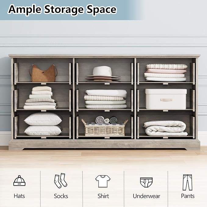 9 Drawer Dresser for Bedroom, Rustic Farmhouse Dresser - Image 4