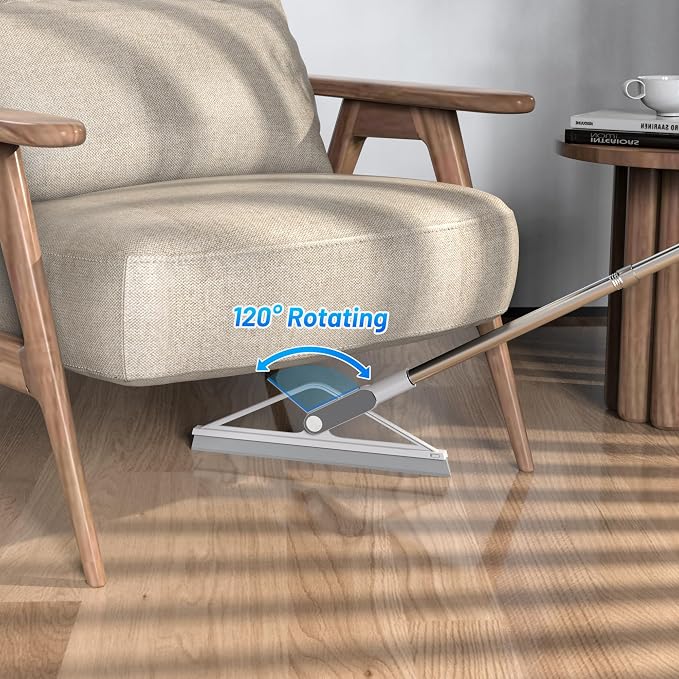 KOLLIEE Floor Squeegee Rubber Squeegee Broom Floor 61" Handle Adjustable Window - Image 3