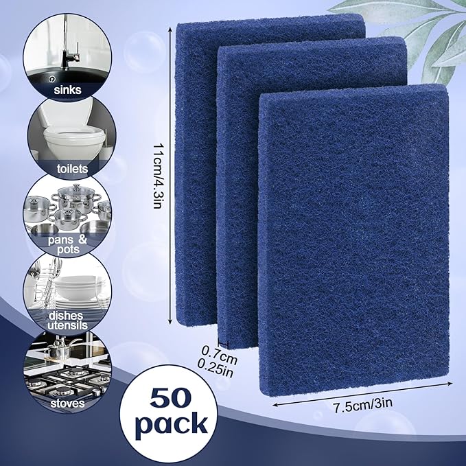 Hoolerry 100 Pcs Heavy Duty Scouring Pads Non Scratch Household Scrub Pads - Image 2