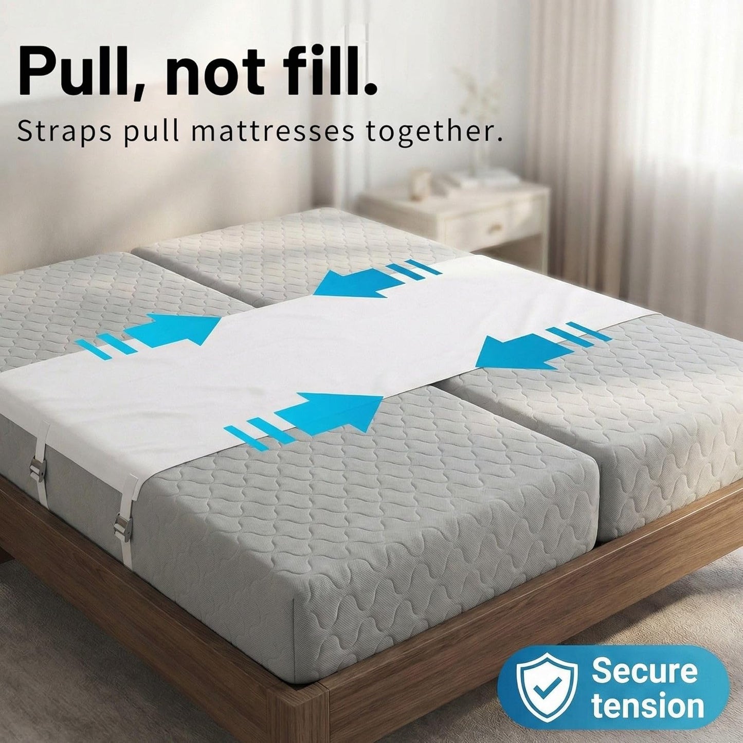 Briliantwerk Twin to King Bed Converter | No Slipping | Innovative Solution as Bed Bridge for Couples & Families | Split King Gap Filler for Adjustable Bed, Installed in < 5 Min