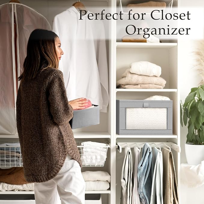 Criusia 4 Pack Linen Closet Organizers and Storage, Closet organizer Large - Image 6