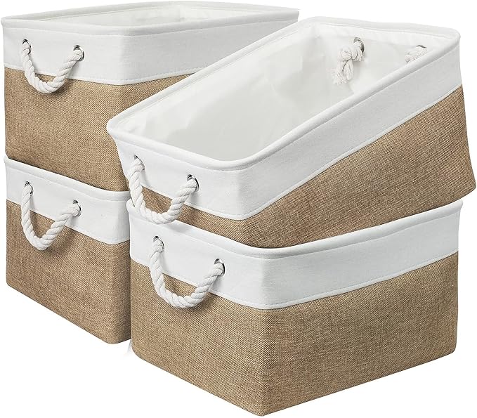 Storage Basket Fabric Sturdy Canvas Storage Bins Organizer by Sacyic