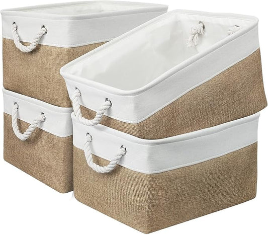 Storage Basket Fabric Sturdy Canvas Storage Bins Organizer by Sacyic
