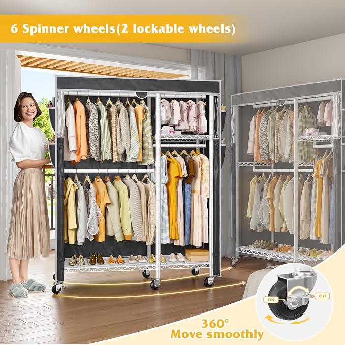 Raybee Clothes Rack with Cover, Clothing Racks - Image 5