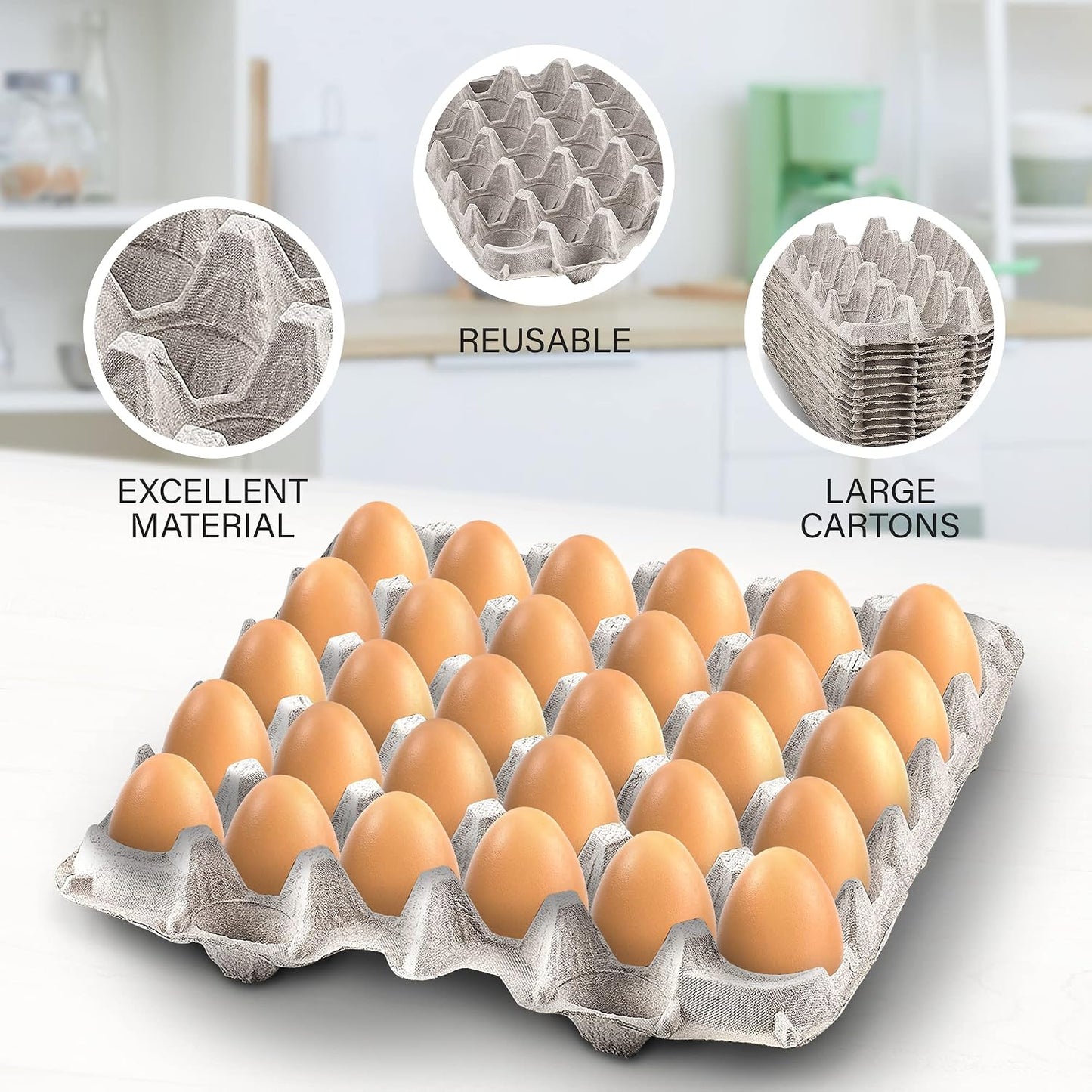 MT Products Egg Crates/Cartons Bulk Holds 30 Eggs - Pulp Fiber Material for Chicken Farm - Case of 140