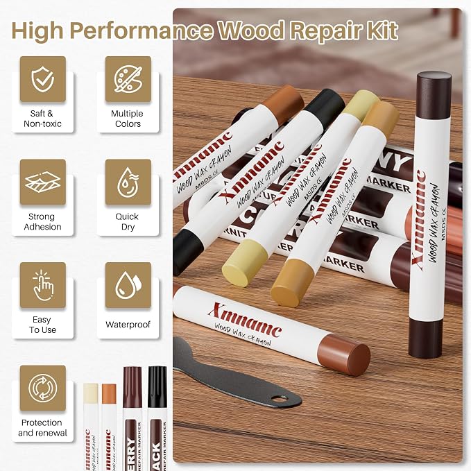 Wood Repair Wax Crayons, 12 Colors Wood Repair Wax Pens Furniture Touch Up - Image 5