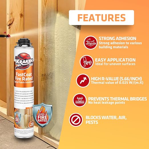 Kraken Bond Fastcoat Fire Rated Spray Foam Insulation Closed Cell in a Can 480 - Image 6