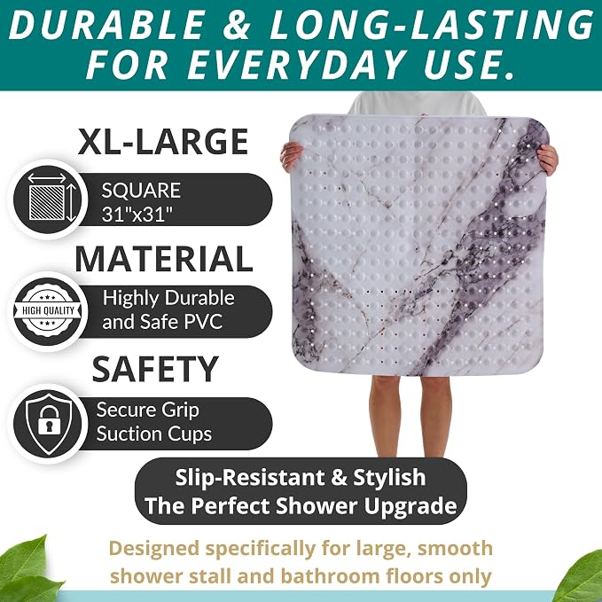 ENKOSI Extra Large Square Non Slip Shower Mat - Image 3
