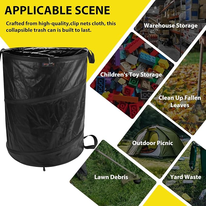 YUDI & GARDEN 45 Gallon Collapsible Garden Bag｜Collapsible Trash Can｜Camping - Image 9