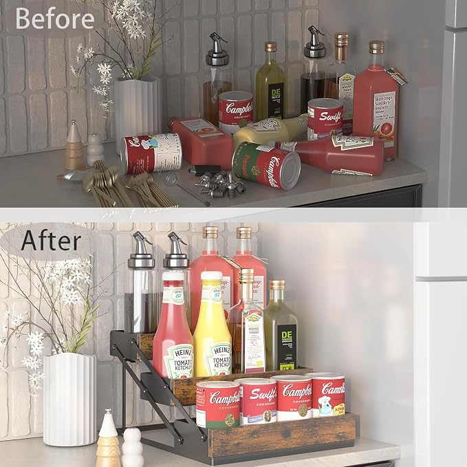 3 Tier Spice Rack Organizer for Cabinet, Foldable Spice Rack for Countertop - Image 4