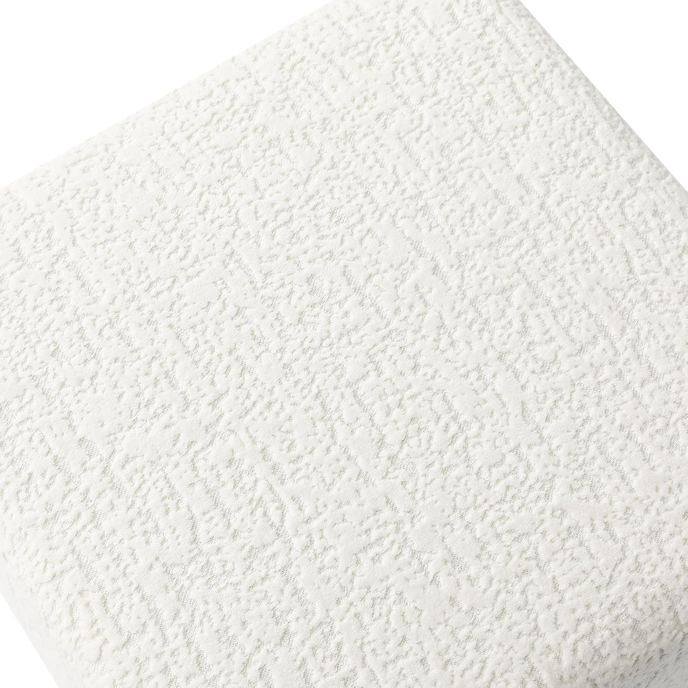 Adeco 18 Inch High Faux Fur White Cube Ottoman Storage, 3D Embossed Velvet Ch...
