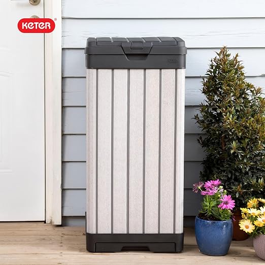 Keter Rockford Resin 38 Gallon Outdoor Kitchen Trash Can - Image 11