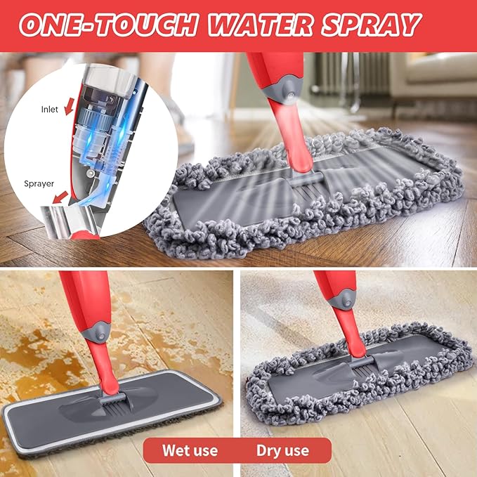 HOMTOYOU Dust Mop for Hardwood Floors: Microfiber Spray Mop for Cleaning - Image 2