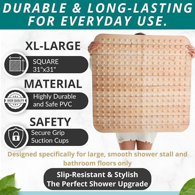 ENKOSI Extra Large Square Non Slip Shower Mat - Image 3