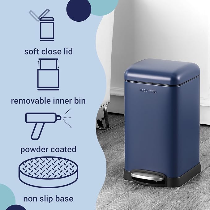 happimess HPM1012F Betty Retro Mini 3.2-Gallon Step-Open Trash Can, Fingerprint - Image 3